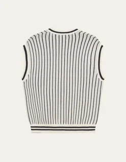 Les Deux Yale Pinstripe V-Neck Knit Vest | Knitwear