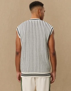 Les Deux Yale Pinstripe V-Neck Knit Vest | Knitwear